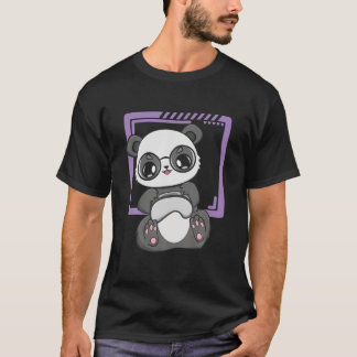 Panda Gamer bei der Arbeit Kawaii Bärengrünviromen T-Shirt