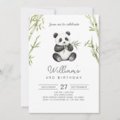 Panda-Geburtstag: Grüne Bambus Einladung (Vorderseite)