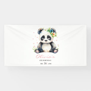 Panda-Geburtstagseinladung, Panda-Mädchen-Geburtst Banner