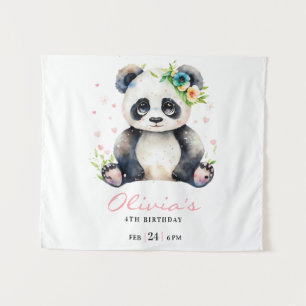 Panda-Geburtstagseinladung, Panda-Mädchen-Geburtst Wandteppich