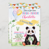 Panda Geburtstagsfeier Einladung 1. Geburtstagspar (Vorne/Hinten)