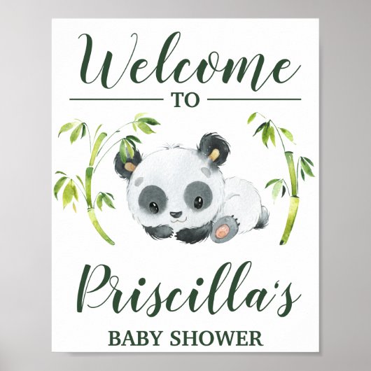 Panda Gender Neutral Baby Dusche Willkommen Poster (Vorne)