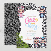 Panda Gender Reveal Einladung (Vorne/Hinten)
