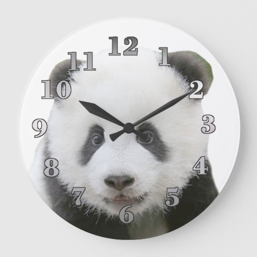 Panda-Gesicht Große Wanduhr (Vorderseite)