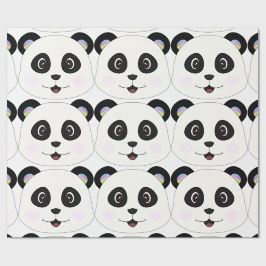 Panda-Gesicht lächeln Geschenkpapier (Flach)