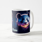 Panda Gesicht mit Surreal Forest und Sunset Kaffeetasse (VorderseiteRechts)