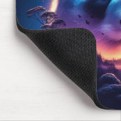 Panda Gesicht mit Surreal Forest und Sunset Mousepad (Ecke)