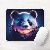 Panda Gesicht mit Surreal Forest und Sunset Mousepad (Mit Mouse)