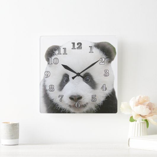 Panda-Gesicht Quadratische Wanduhr (Zuhause)