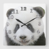 Panda-Gesicht Quadratische Wanduhr (Vorderseite)