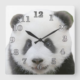 Panda-Gesicht Quadratische Wanduhr