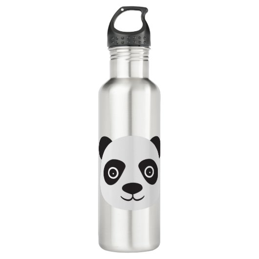 Panda Gesicht Schwarz-Weiß-Bär Edelstahlflasche (Vorderseite)