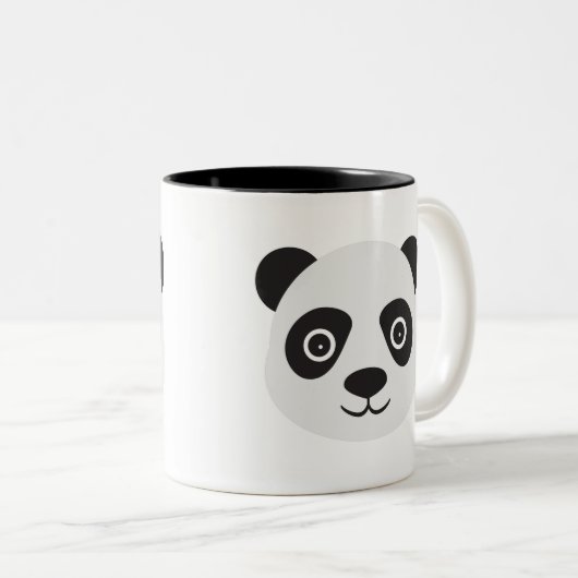 Panda Gesicht Schwarz-Weiß-Bär Zweifarbige Tasse (VorderseiteRechts)