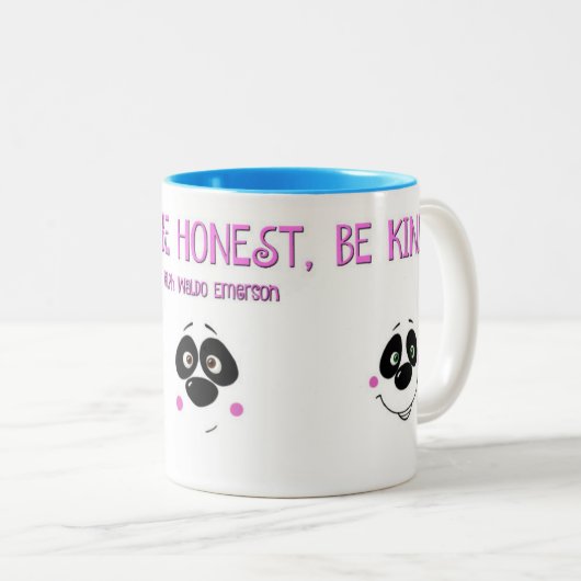 Panda-Gesichts-Tasse mit Emerson-Zitat Zweifarbige Tasse (VorderseiteRechts)