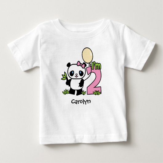 Panda Girl 2. Geburtstag Baby T - Shirt (Vorderseite)