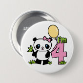 Panda Girl 4. Geburtstag Button (Vorne & Hinten)