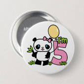 Panda Girl 6. Geburtstag Button (Vorne & Hinten)