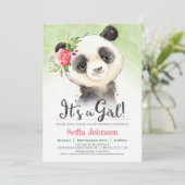 Panda Girl Baby Shower Einladung (Stehend Vorderseite)