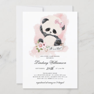 Panda Girl Baby Shower Einladung