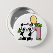 Panda Girl First Birthday Button (Vorne & Hinten)