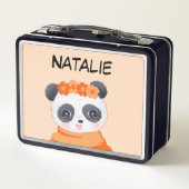 Panda Girl Orange Metal Lunch Box (Rückseite)