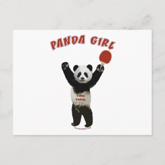 Panda Girl Ping Pong Postkarte (Vorderseite)