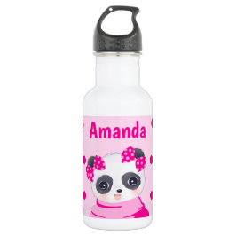Panda Girl Pink Edelstahlflasche