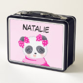 Panda Girl Pink Metal Lunch Box (Rückseite)