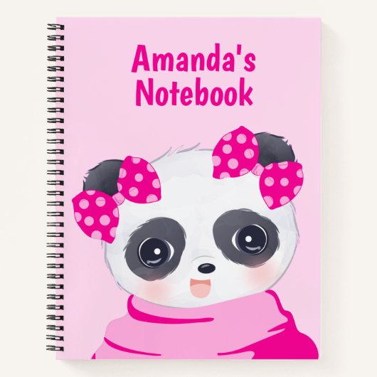 Panda Girl Pink Notizblock (Vorderseite)