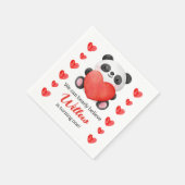 Panda Girl with Hearts Valentine Serviette (Ecke)