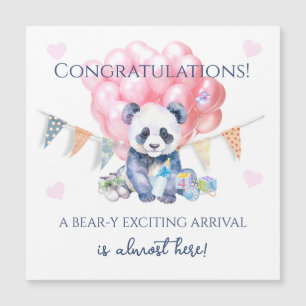 Panda-Girlande und Ballons Baby Shower Magnetkarte