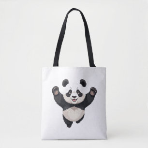 Panda glücklich spielerischer Spaß beim Springen i Tasche