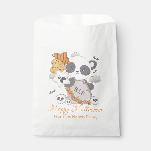 Panda Grave Rip Fledermäuse Happy Halloween Geschenktütchen (Vorderseite)