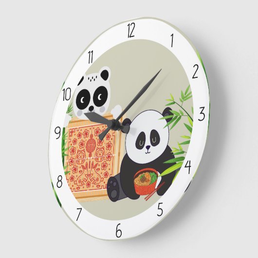 Panda Große Wanduhr (Winkel)