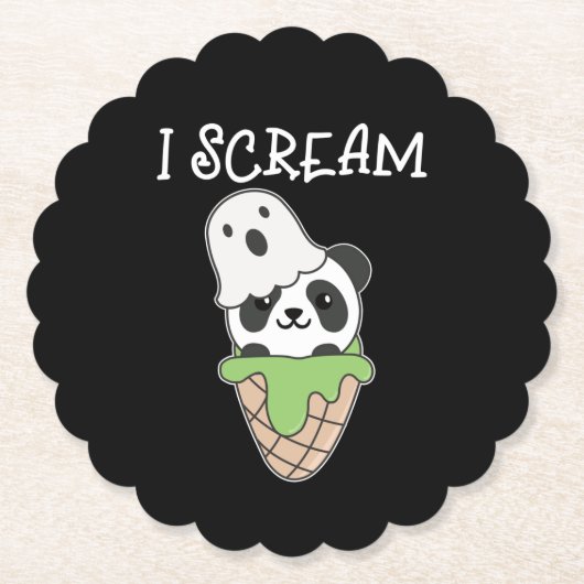 Panda Halloween Ghost I Schrei Eiscreme Puff Untersetzer (Vorderseite)