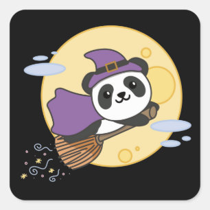 Panda Halloween Hexenkids Hexenkostüm Quadratischer Aufkleber