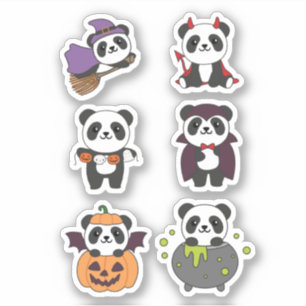 Panda Halloween Hexenmeister Teufel Pumpkin Vampir Aufkleber