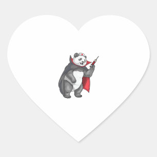 Panda Halloween Vampir-Krankenschwester Oversized Herz-Aufkleber