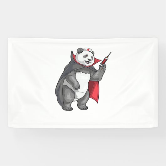 Panda Halloween Vampire Nurse Oversifizierter T -  Banner (Horizontal)