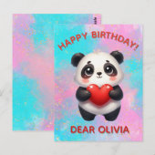 Panda hält Herz Postkarte (Vorne/Hinten)
