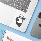 Panda Handball Spieler Handball Aufkleber (Laptop mit iPhone)