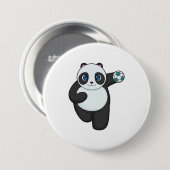 Panda Handball Spieler Handball Button (Vorne & Hinten)