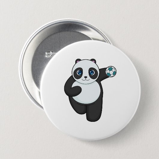 Panda Handball Spieler Handball Button (Vorne & Hinten)