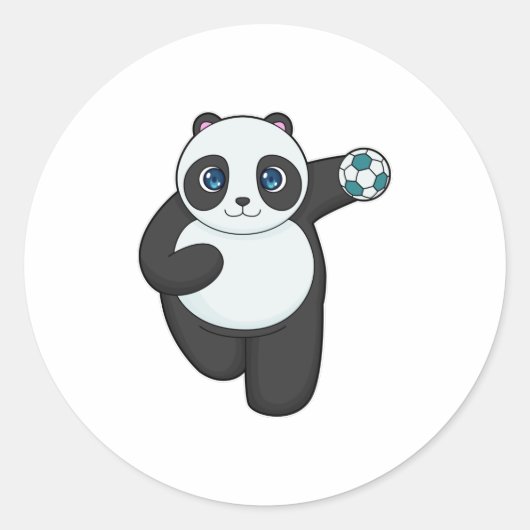 Panda Handball Spieler Handball Runder Aufkleber (Vorderseite)