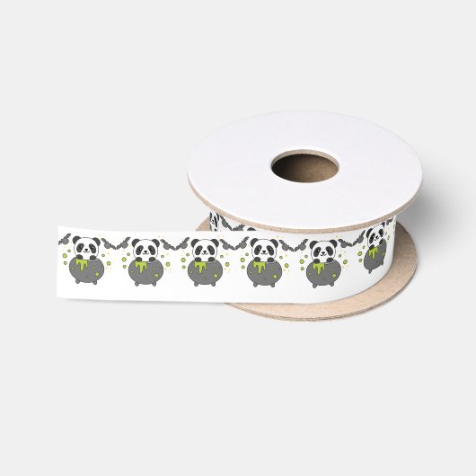 Panda Happy Halloween Cauldron Bat Satinband (Spule)