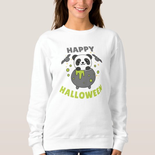Panda Happy Halloween Cauldron Bat Sweatshirt (Vorderseite)