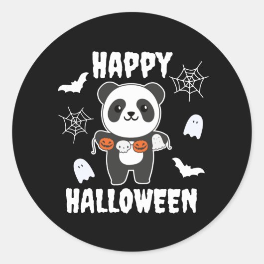 Panda Happy Halloween Pumpkin Bat Kostüm Runder Aufkleber (Vorderseite)