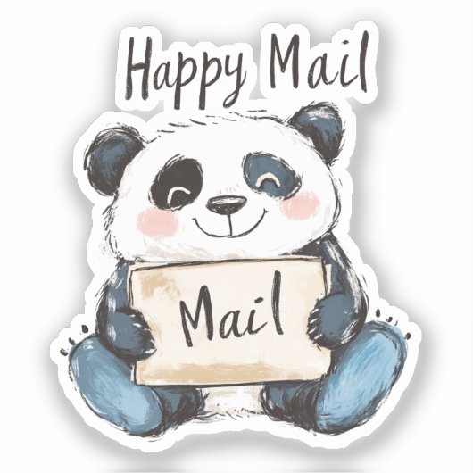 Panda Happy Mail Aufkleber (Vorderseite)