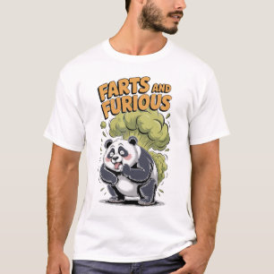 Panda hat Spaß beim Furzen auf Schwarz T-Shirt