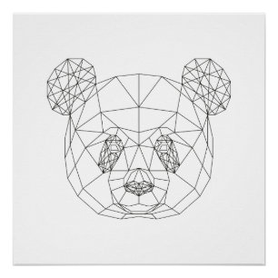 Panda Head Geometric Schwarz-weiß Modern Art Print Poster
